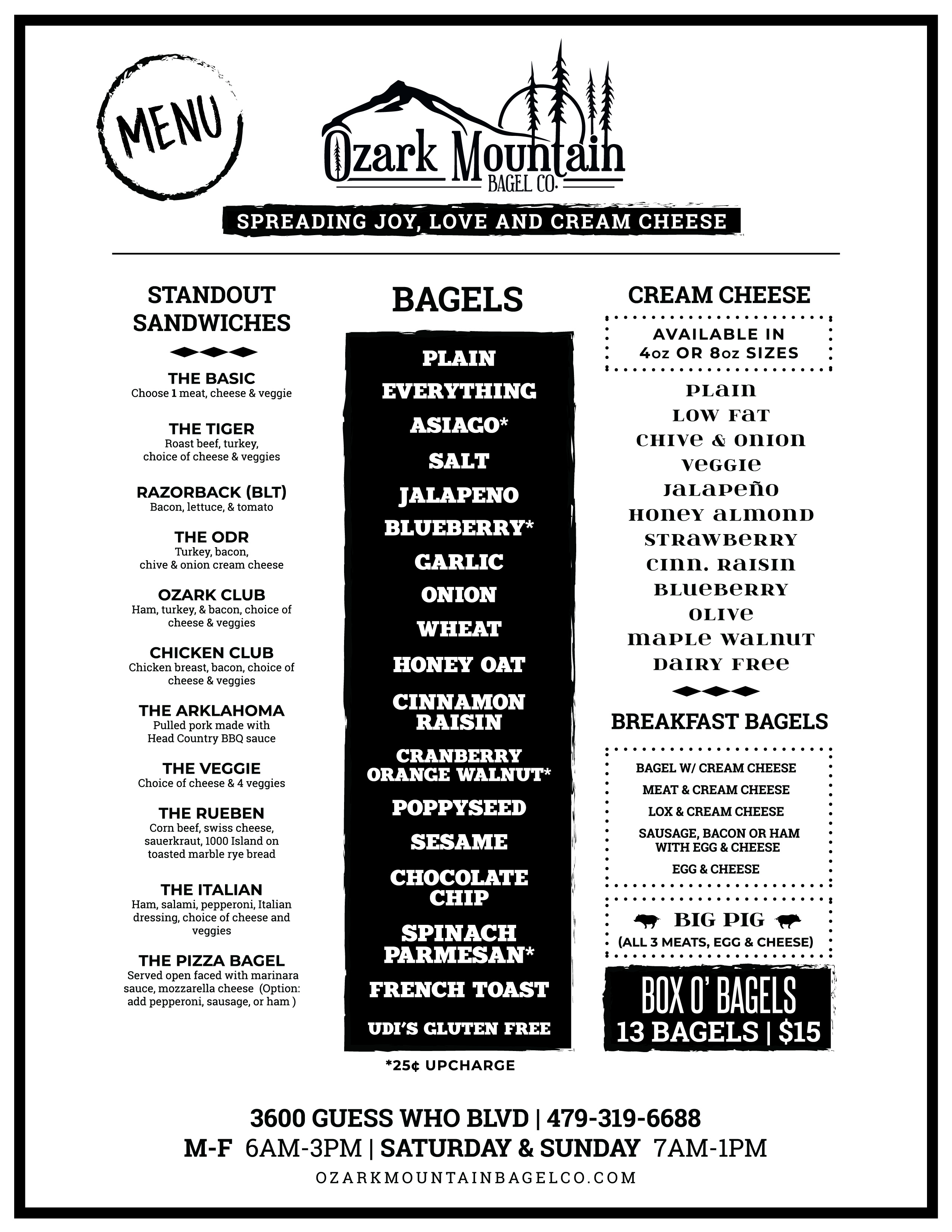 menu ozark mountain bagel
